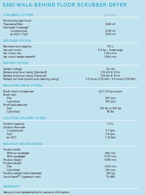 5680 Walk Behind Floor Scrubber-Dryer 5680 Walk Behind Floor Scrubber-Dryer